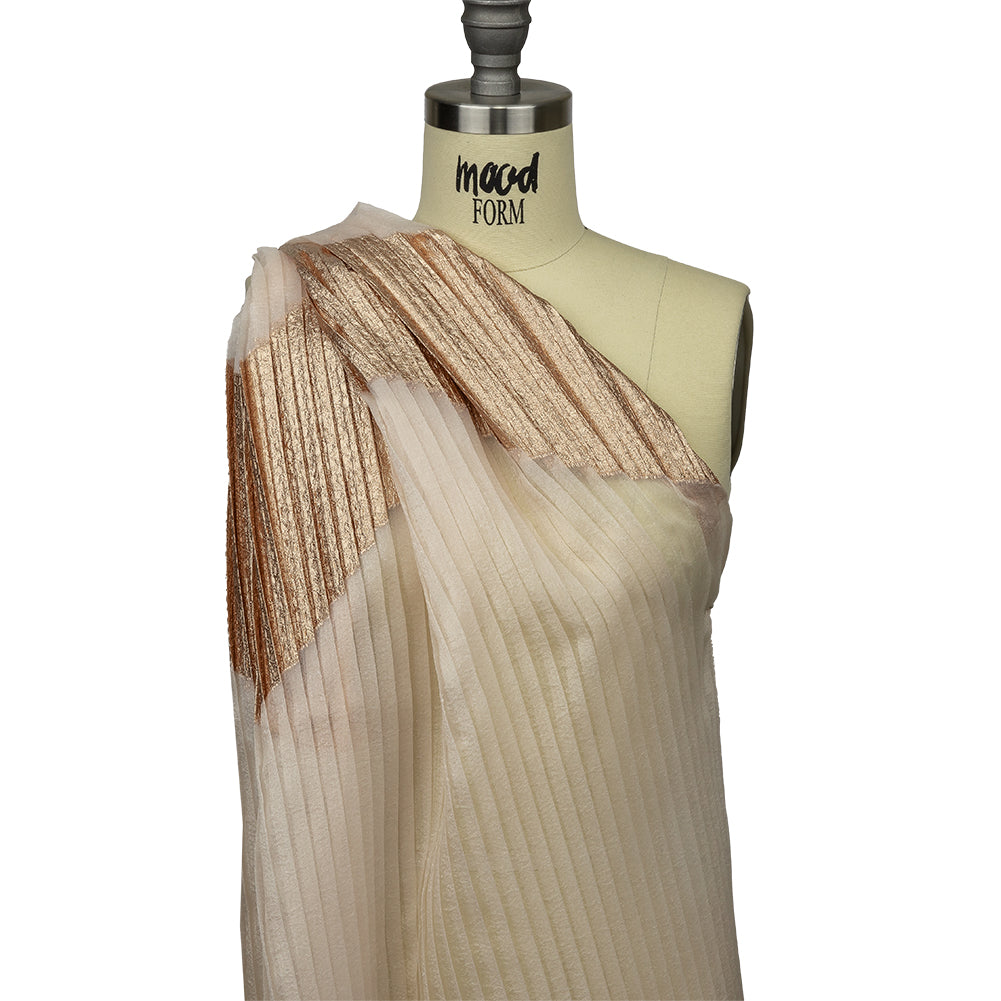 Metallic Champagne Waves Pleated Luxury Burnout Brocade Metallic Champagne Waves Pleated Luxury Burnout Brocade