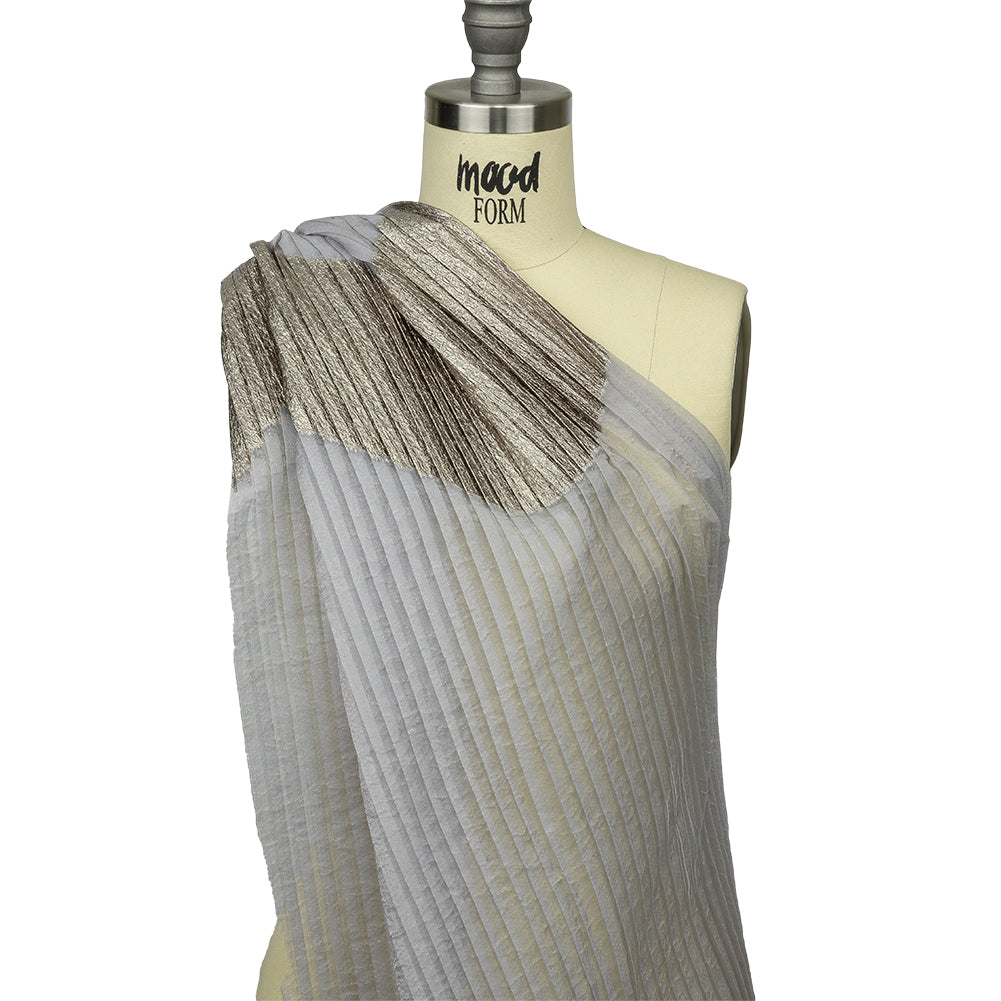 Metallic Gray Waves Pleated Luxury Burnout Brocade - Drape Metallic Gray Waves Pleated Luxury Burnout Brocade - Drape