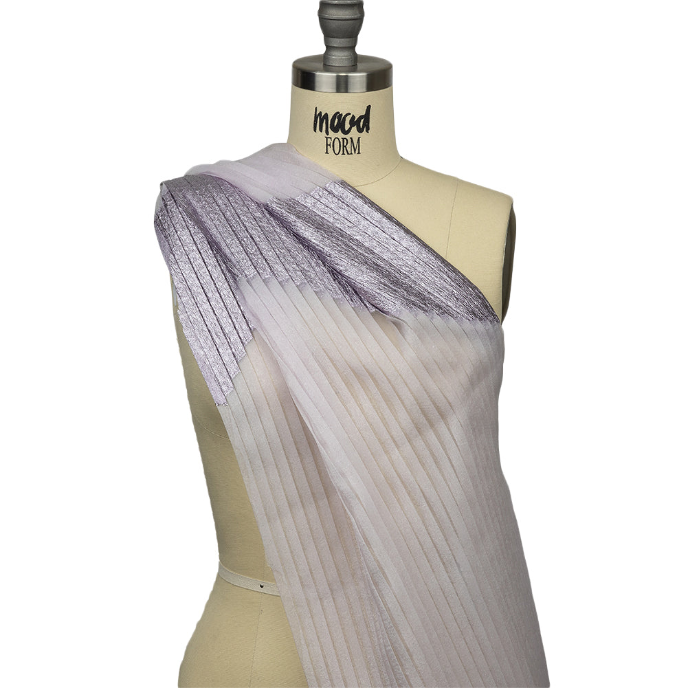 Metallic Lilac Waves Pleated Luxury Burnout Brocade Metallic Lilac Waves Pleated Luxury Burnout Brocade
