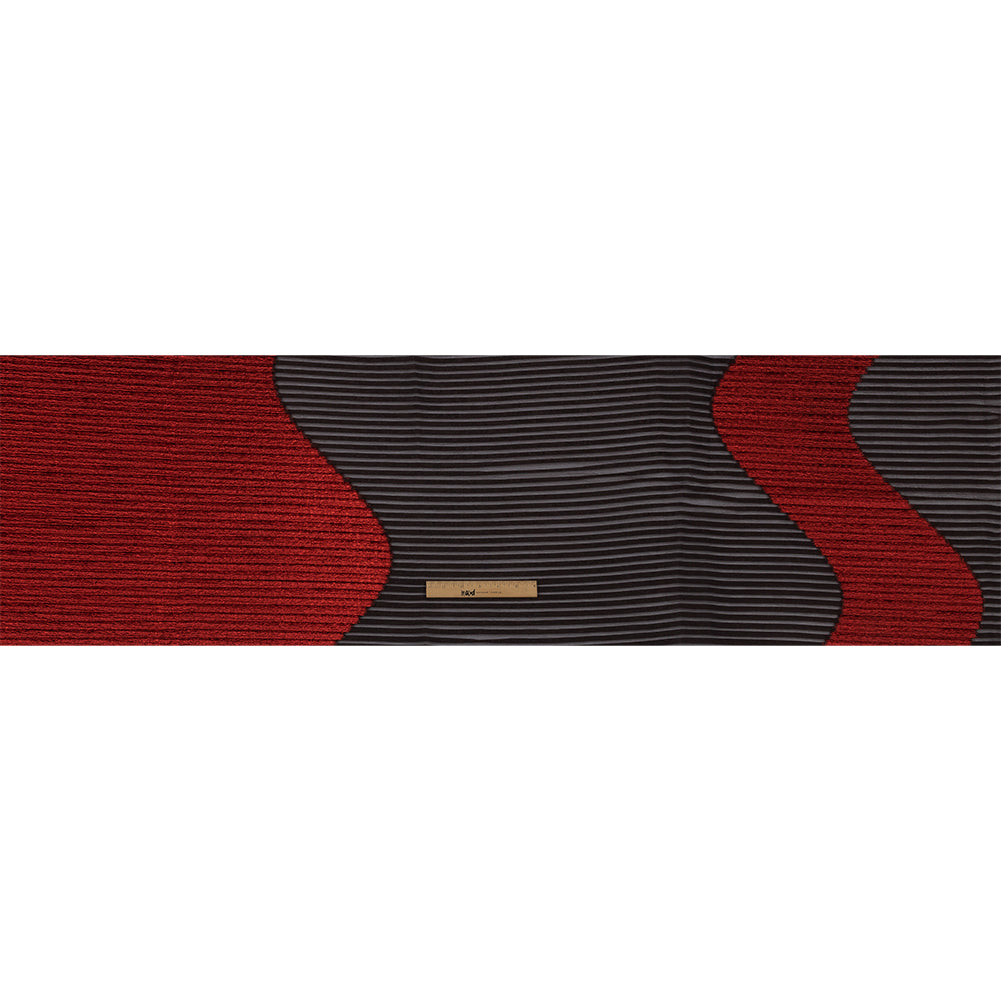 Metallic Savvy Red and Black Waves Pleated Luxury Burnout Brocade Metallic Savvy Red and Black Waves Pleated Luxury Burnout Brocade
