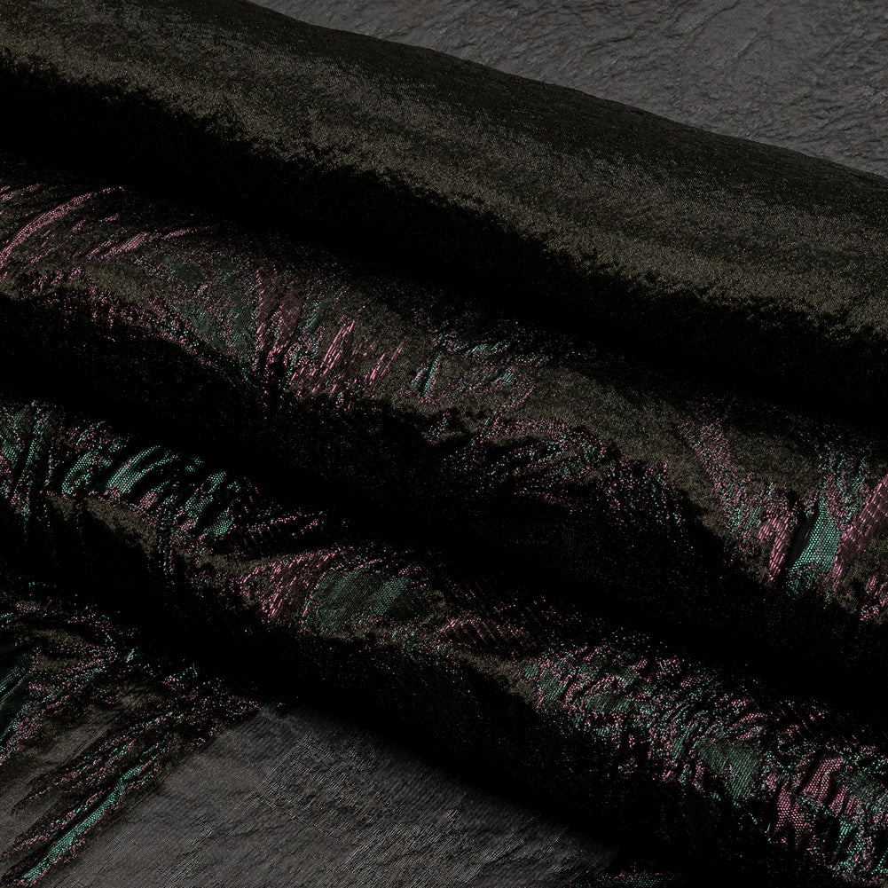Metallic Vitality, Evergreen and Gunpowder Flashy Flowers Luxury Burnout Brocade Metallic Vitality, Evergreen and Gunpowder Flashy Flowers Luxury Burnout Brocade