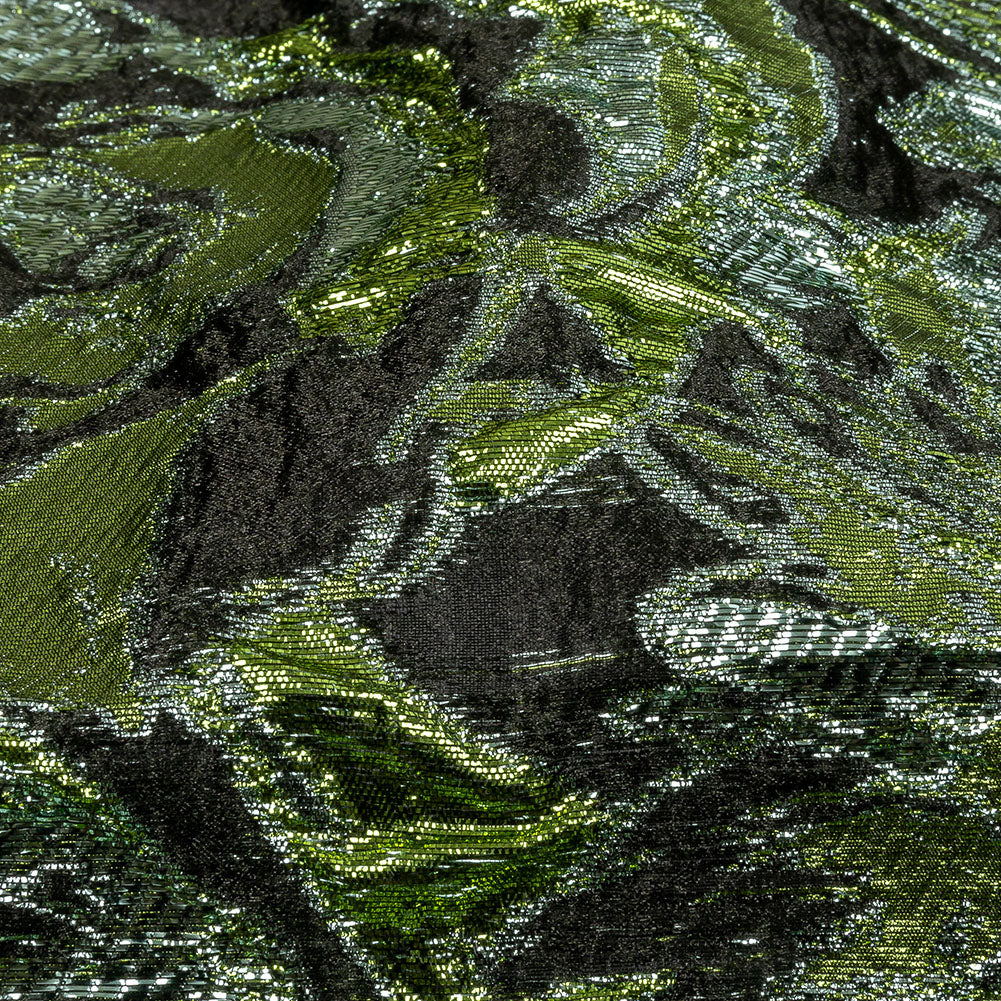 Metallic Leprechaun Dust, Aqua and Black Flashy Flowers Luxury Burnout Brocade Metallic Leprechaun Dust, Aqua and Black Flashy Flowers Luxury Burnout Brocade