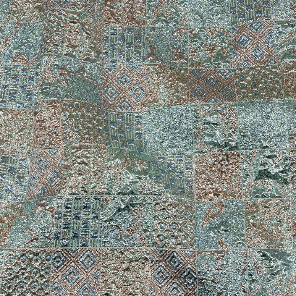 Metallic Rose Gold and Blue Glow Patchwork Luxury Brocade Metallic Rose Gold and Blue Glow Patchwork Luxury Brocade