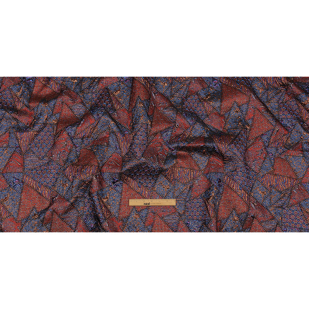 Metallic Candy Apple Red, Magnetic Blue and Glamour Gold Crazy Quilt Patchwork Luxury Brocade - Full Metallic Candy Apple Red, Magnetic Blue and Glamour Gold Crazy Quilt Patchwork Luxury Brocade - Full