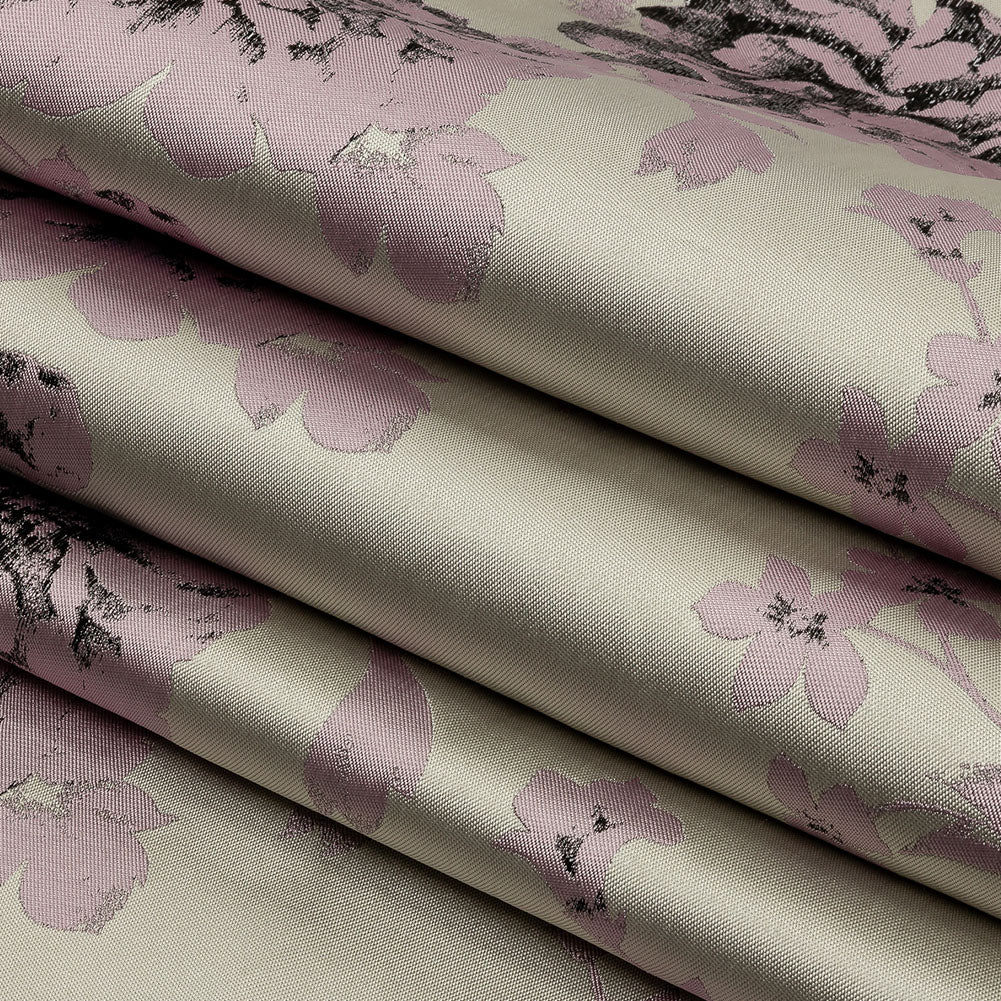 Metallic Black, Orchid and Pale Gray Floral Luxury Brocade Metallic Black, Orchid and Pale Gray Floral Luxury Brocade