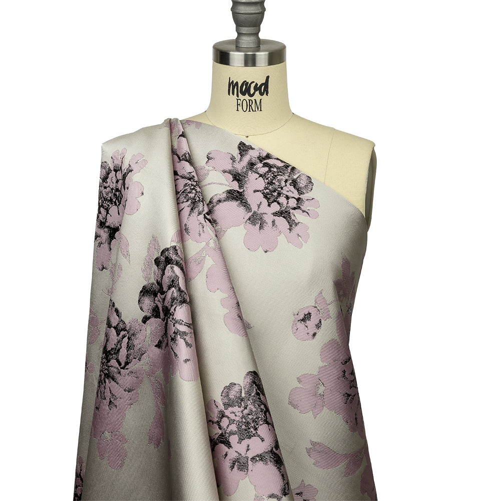 Metallic Black, Orchid and Pale Gray Floral Luxury Brocade Metallic Black, Orchid and Pale Gray Floral Luxury Brocade