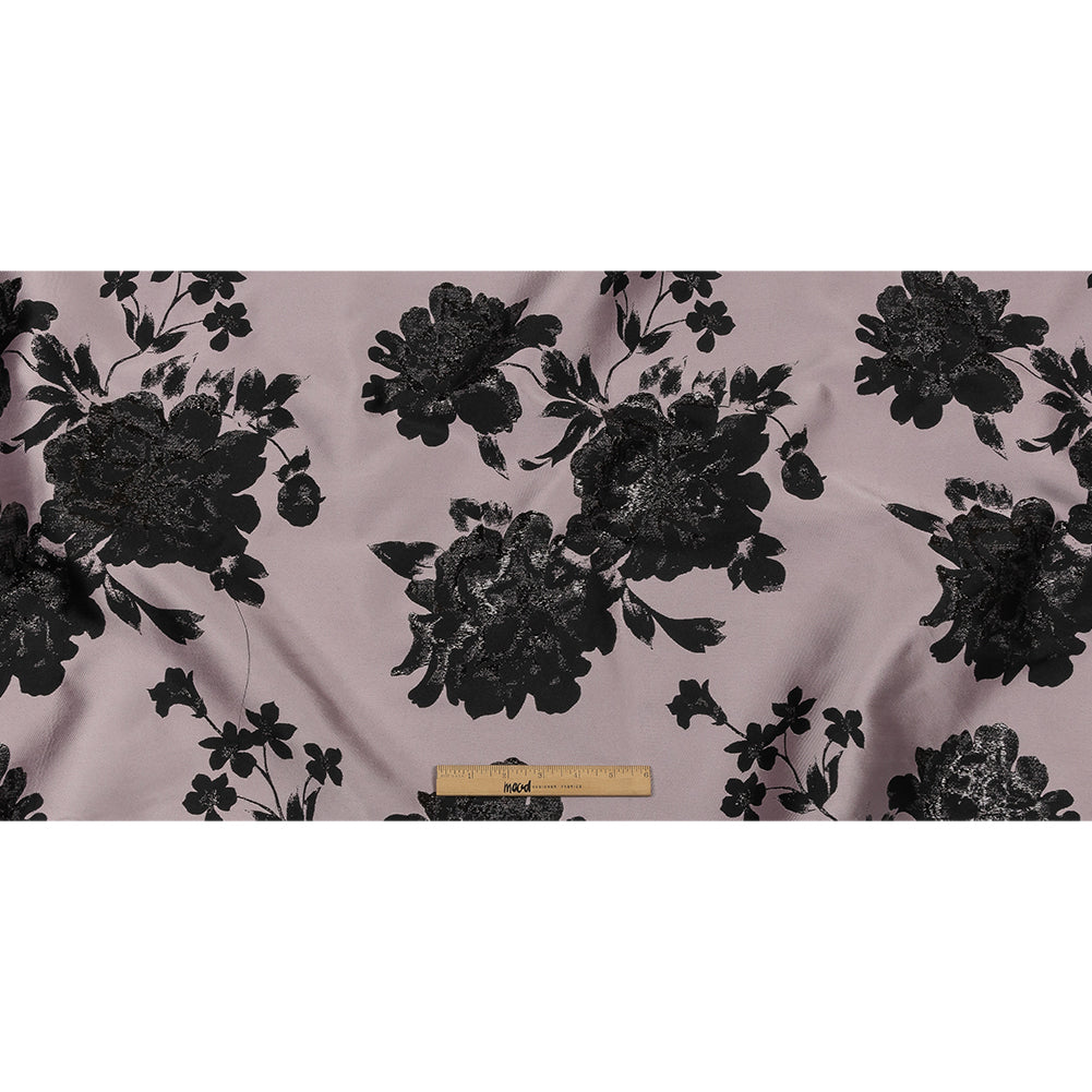 Metallic Black and Orchid Floral Luxury Brocade - Full Metallic Black and Orchid Floral Luxury Brocade - Full