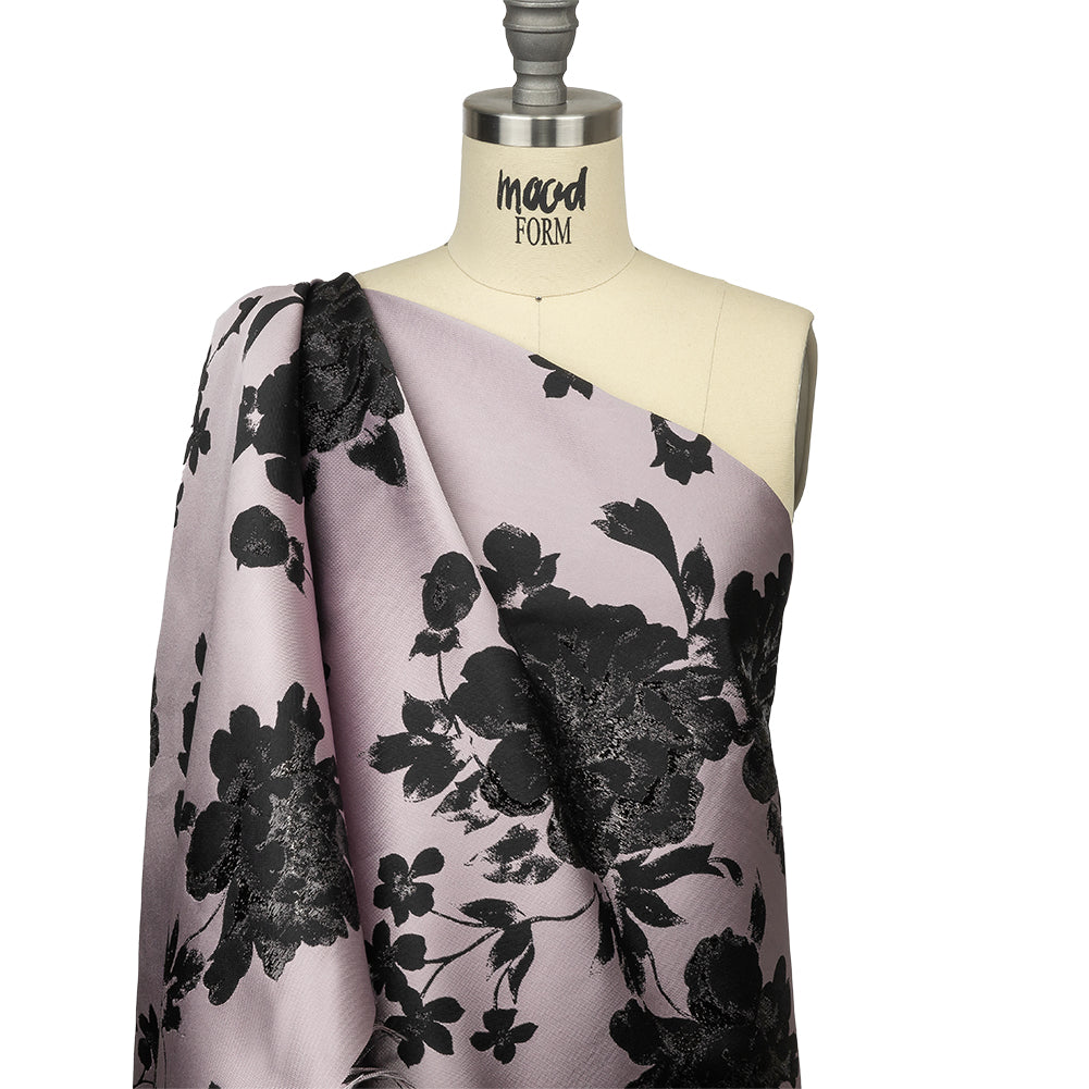 Metallic Black and Orchid Floral Luxury Brocade - Drape Metallic Black and Orchid Floral Luxury Brocade - Drape