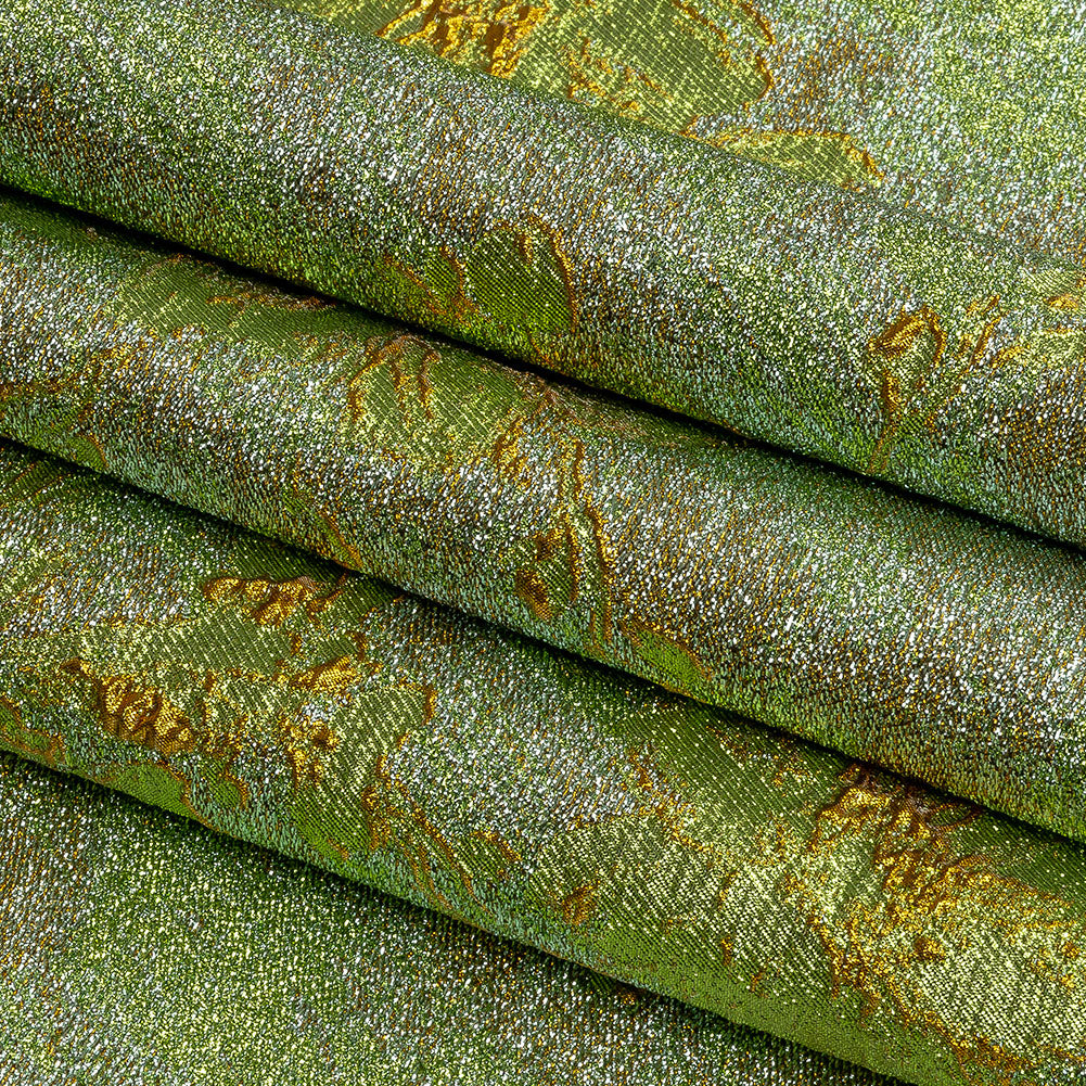 Metallic Aqua, Lime and Solar flare Crackled Floral Luxury Brocade Metallic Aqua, Lime and Solar flare Crackled Floral Luxury Brocade