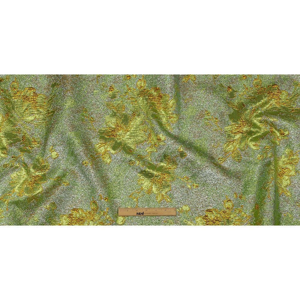 Metallic Aqua, Lime and Solar flare Crackled Floral Luxury Brocade Metallic Aqua, Lime and Solar flare Crackled Floral Luxury Brocade
