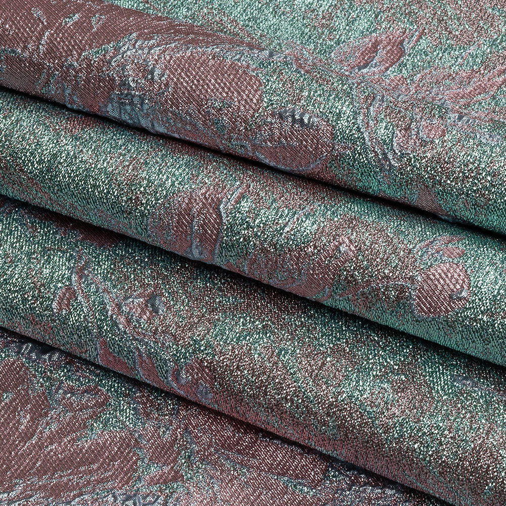 Metallic Pink, Sky and Aqua Crackled Floral Luxury Brocade Metallic Pink, Sky and Aqua Crackled Floral Luxury Brocade