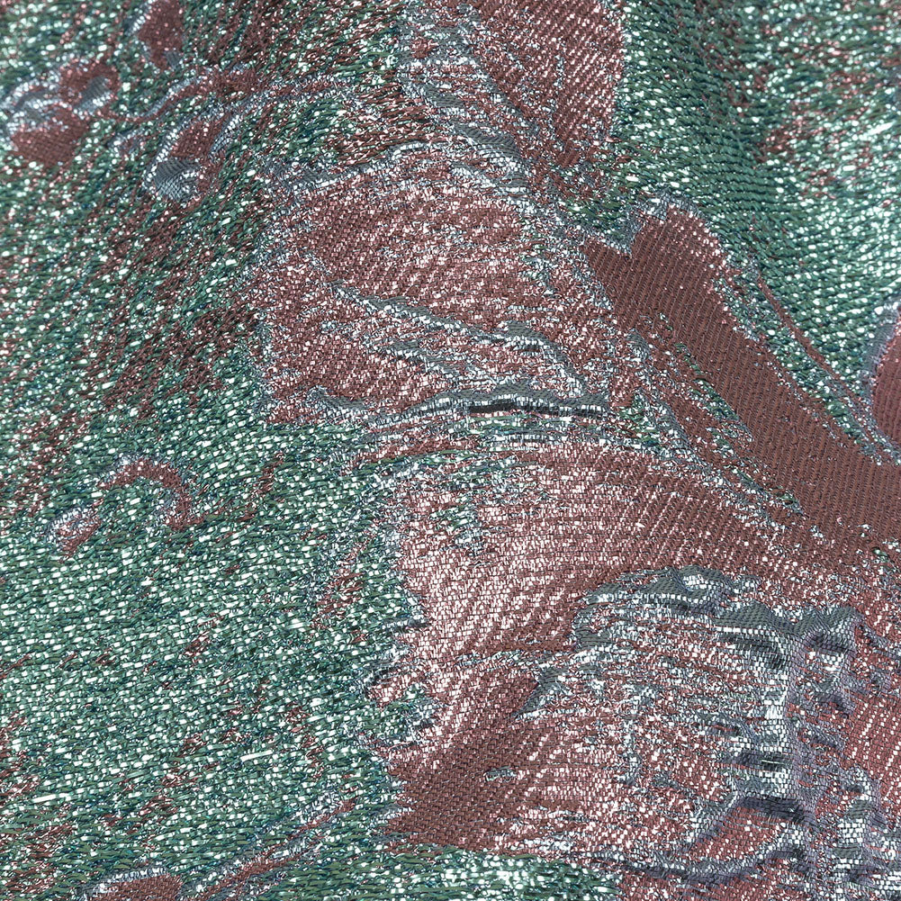 Metallic Pink, Sky and Aqua Crackled Floral Luxury Brocade Metallic Pink, Sky and Aqua Crackled Floral Luxury Brocade