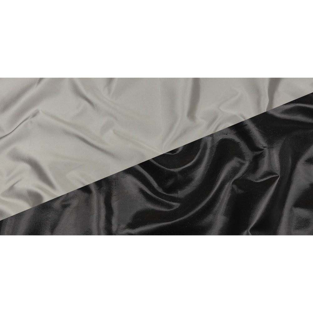Olwyn Metallic Charcoal and Pale Gray Double Faced Luxury Mikado Olwyn Metallic Charcoal and Pale Gray Double Faced Luxury Mikado
