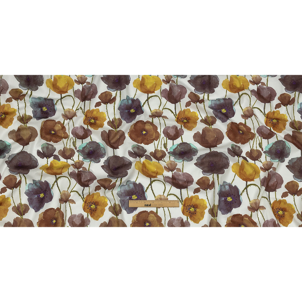 Brown, Olive and Ochre Painterly Blooms Cotton Lawn Brown, Olive and Ochre Painterly Blooms Cotton Lawn