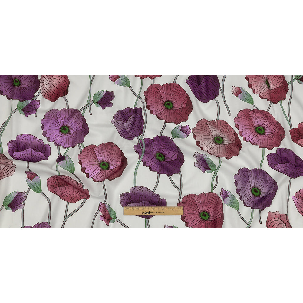 Magenta, Purple and Gray Green Big Poppies Cotton Lawn Magenta, Purple and Gray Green Big Poppies Cotton Lawn