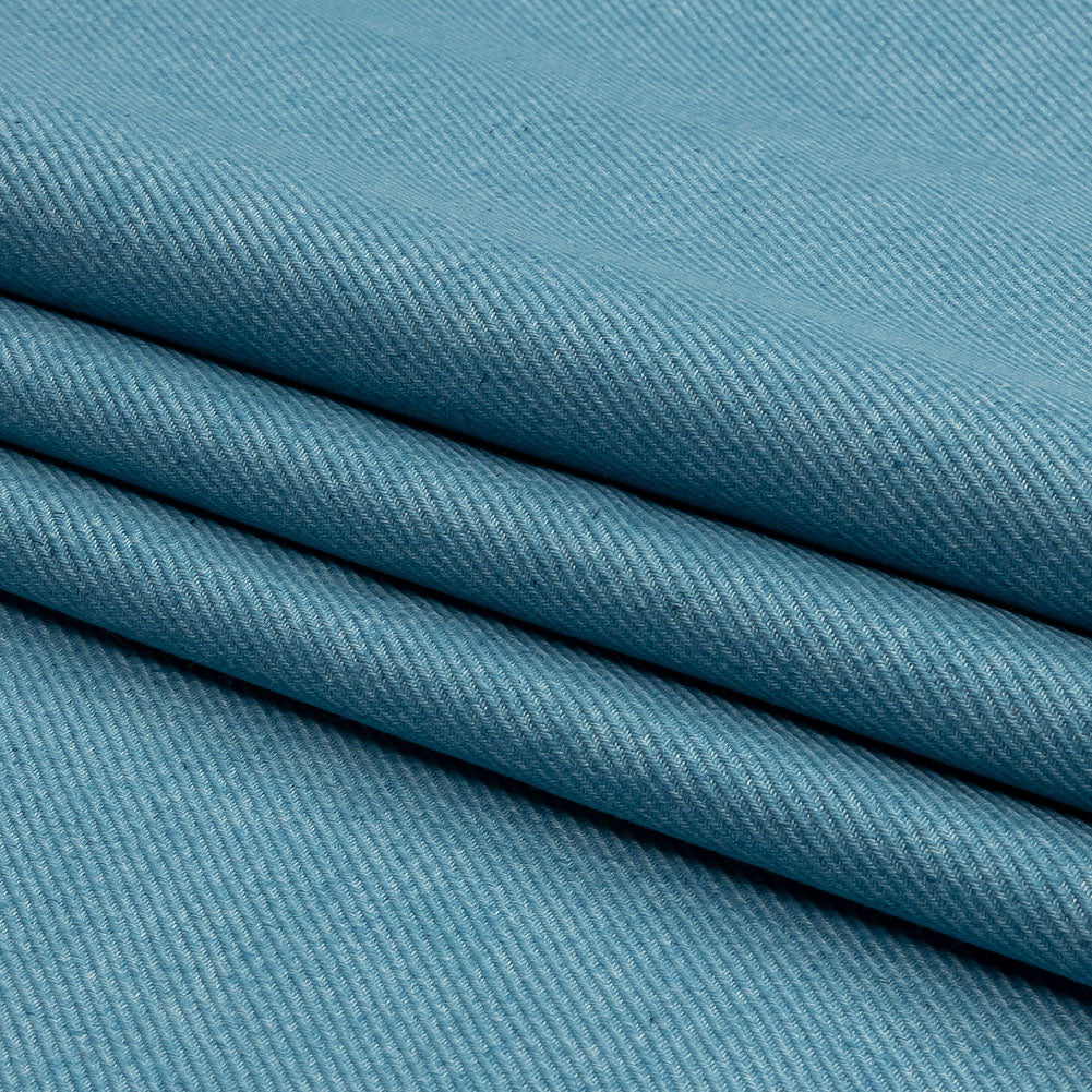 Cool Blue Heathered Linen, Cotton and Polyester Twill Folded Cool Blue Heathered Linen, Cotton and Polyester Twill Folded
