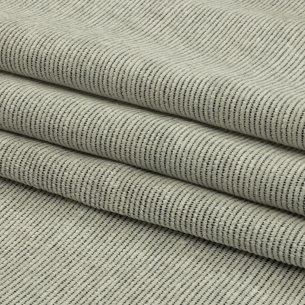 Black and White Linen and Rayon Chenille Stripes Woven Folded Black and White Linen and Rayon Chenille Stripes Woven Folded