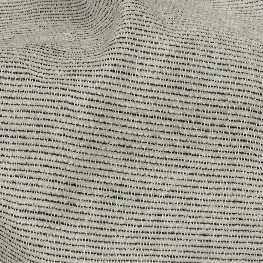 Black and White Linen and Rayon Chenille Stripes Woven Detail Black and White Linen and Rayon Chenille Stripes Woven Detail