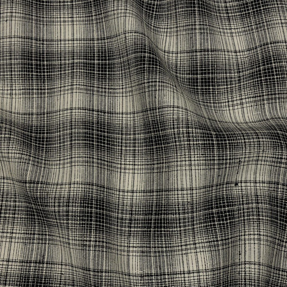 Snake In The Grass and Ivory Plaid Medium Weight Linen Woven Snake In The Grass and Ivory Plaid Medium Weight Linen Woven