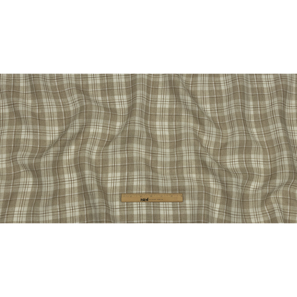 Beige and Cream Plaid Lightweight Linen Woven Beige and Cream Plaid Lightweight Linen Woven