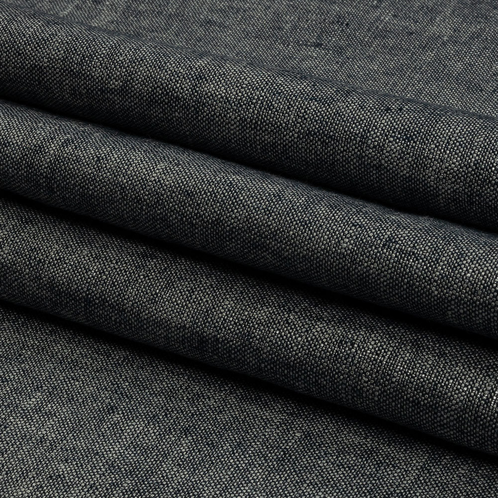 Metallic Silver and True Navy Foiled Medium Weight Linen Woven Folded Metallic Silver and True Navy Foiled Medium Weight Linen Woven Folded