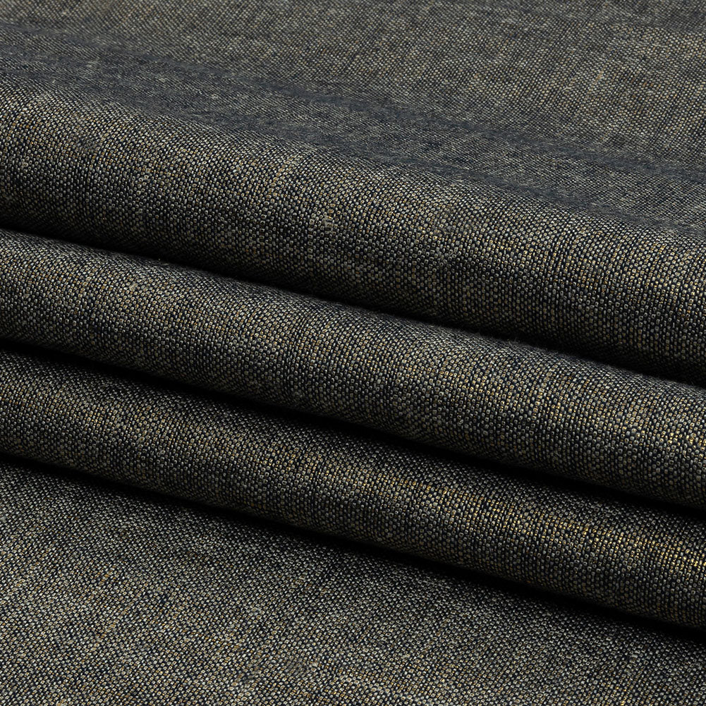 Metallic Gold and True Navy Foiled Medium Weight Linen Woven Folded Metallic Gold and True Navy Foiled Medium Weight Linen Woven Folded
