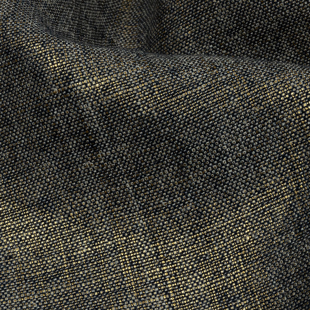 Metallic Gold and True Navy Foiled Medium Weight Linen Woven Detail Metallic Gold and True Navy Foiled Medium Weight Linen Woven Detail