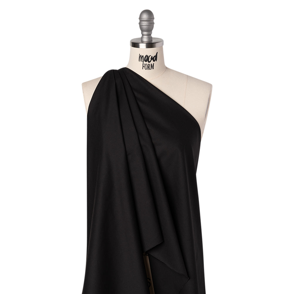 Stretch Cotton and Viscose Twill by Theory - Black - Designer Deadstock Folded Stretch Cotton and Viscose Twill by Theory - Black - Designer Deadstock Folded