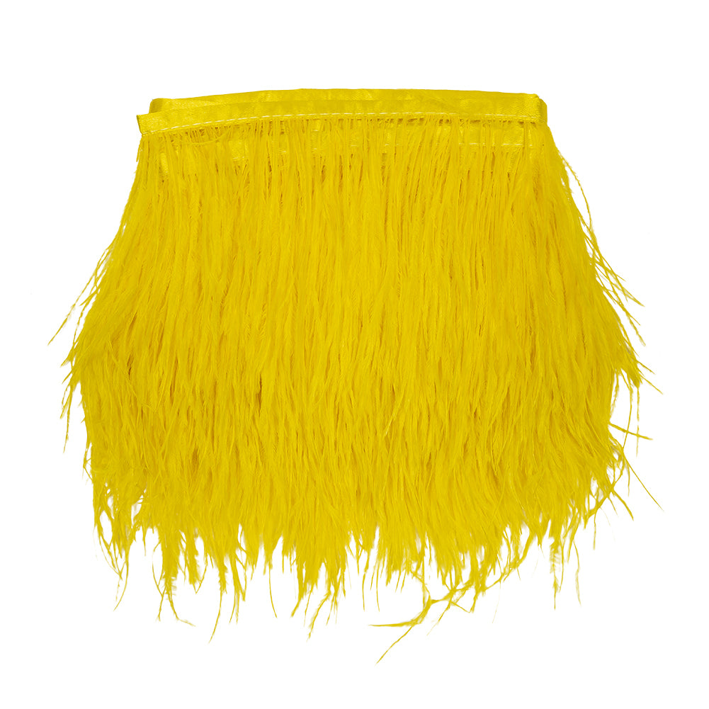 Ostrich Feather Fringe Trim 5" Single Ply - Golden Kiwi - Aviana Collection Ostrich Feather Fringe Trim 5" Single Ply - Golden Kiwi - Aviana Collection