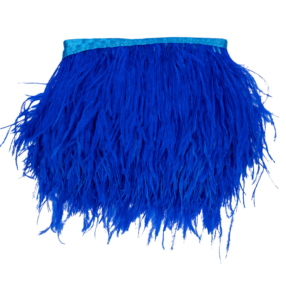 Ostrich Feather Fringe Trim 5" Single Ply - Blue - Aviana Collection Ostrich Feather Fringe Trim 5" Single Ply - Blue - Aviana Collection