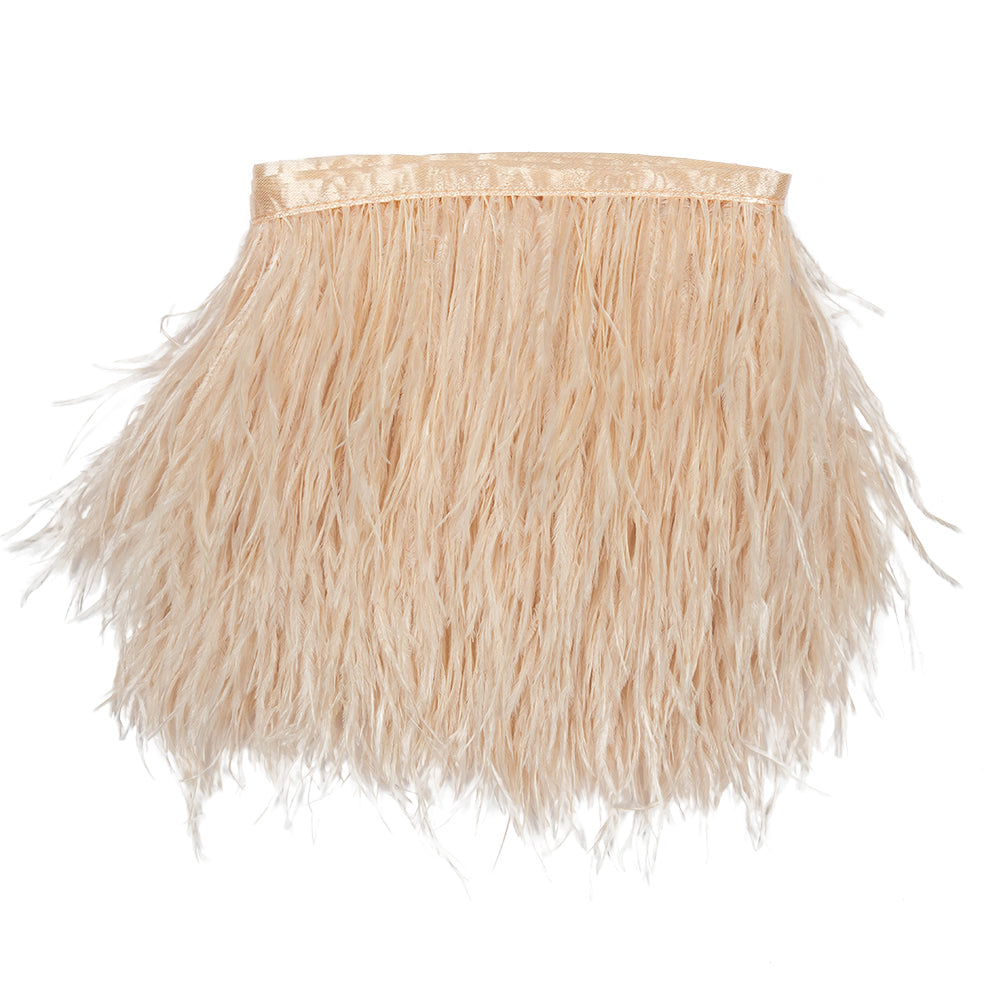Ostrich Feather Fringe Trim 5" Single Ply - Peach - Aviana Collection Ostrich Feather Fringe Trim 5" Single Ply - Peach - Aviana Collection