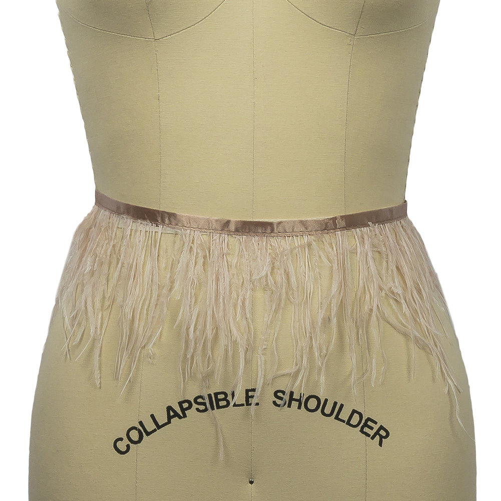 Ostrich Feather Fringe Trim 5" Single Ply - Nude - Aviana Collection Ostrich Feather Fringe Trim 5" Single Ply - Nude - Aviana Collection