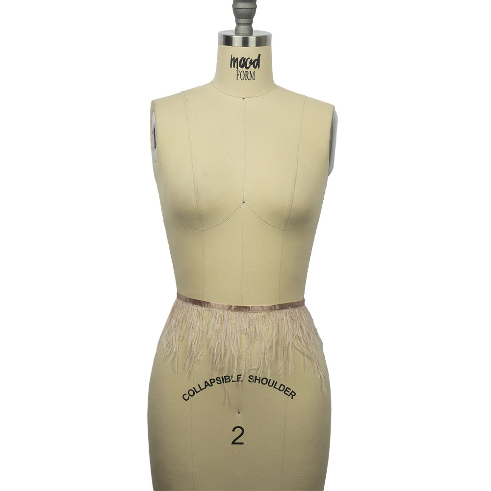 Ostrich Feather Fringe Trim 5" Single Ply - Nude - Aviana Collection Ostrich Feather Fringe Trim 5" Single Ply - Nude - Aviana Collection