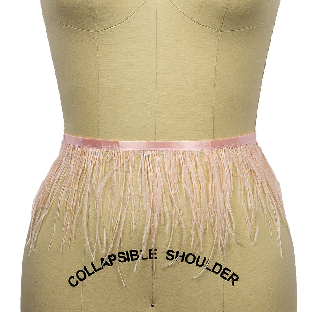 Ostrich Feather Fringe Trim 5" Single Ply - Baby Pink - Aviana Collection Ostrich Feather Fringe Trim 5" Single Ply - Baby Pink - Aviana Collection