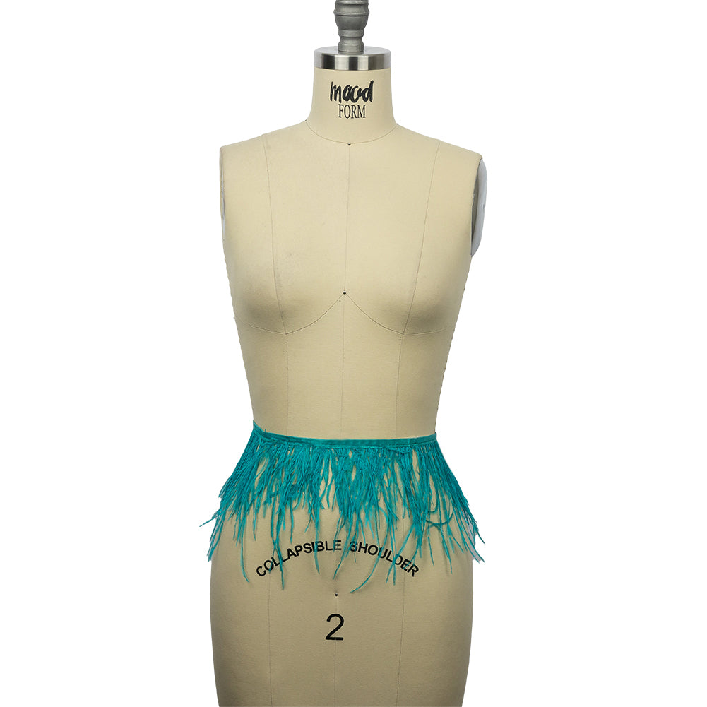 Ostrich Feather Fringe Trim 5" Single Ply - Turquoise - Aviana Collection Ostrich Feather Fringe Trim 5" Single Ply - Turquoise - Aviana Collection