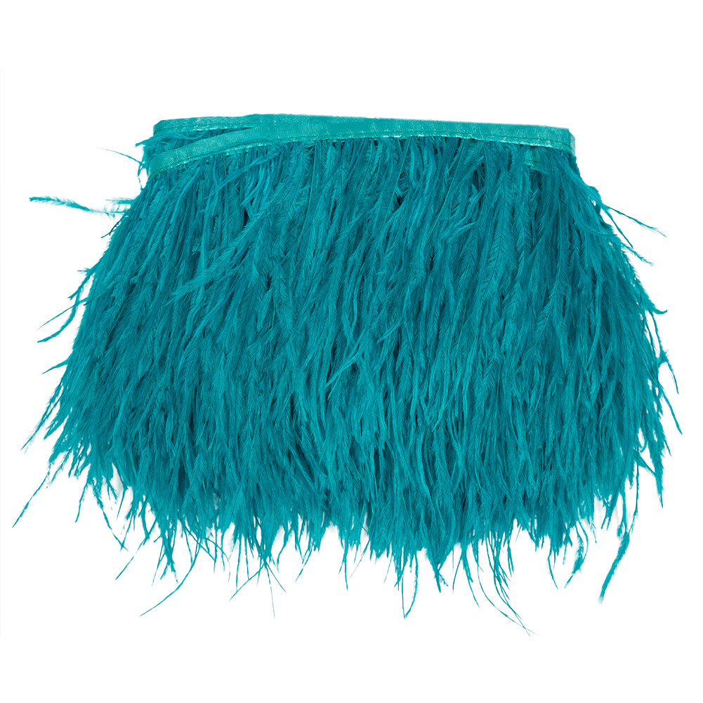 Ostrich Feather Fringe Trim 5" Single Ply - Turquoise - Aviana Collection Ostrich Feather Fringe Trim 5" Single Ply - Turquoise - Aviana Collection