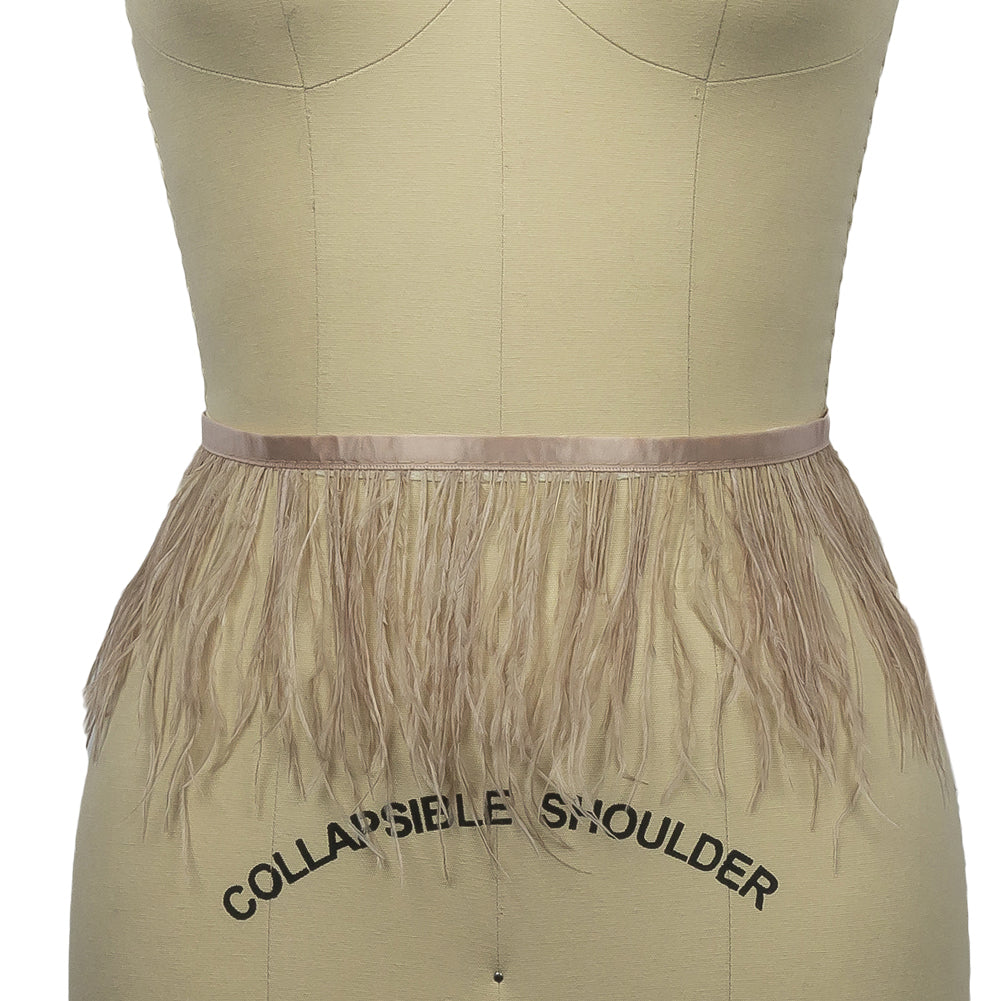 Ostrich Feather Fringe Trim 5" Single Ply - Light Taupe - Aviana Collection Ostrich Feather Fringe Trim 5" Single Ply - Light Taupe - Aviana Collection