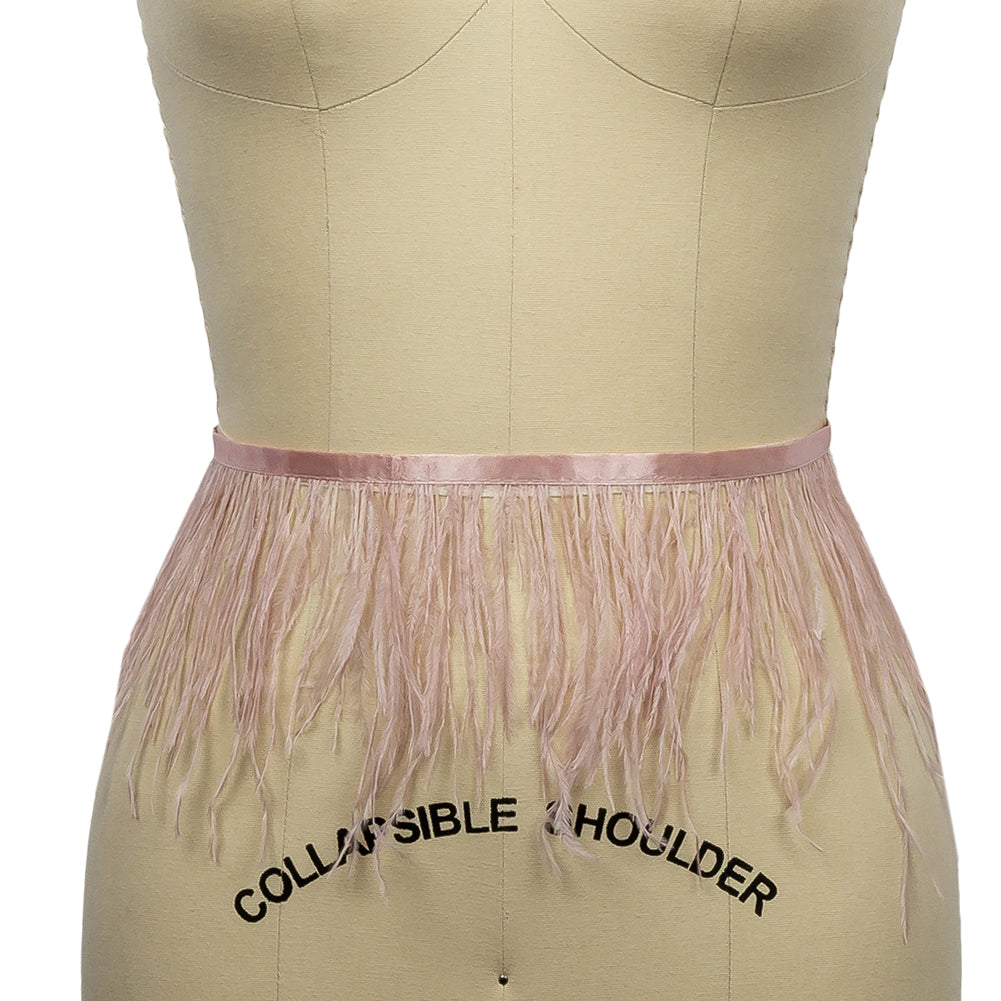 Ostrich Feather Fringe Trim 5" Single Ply - Pink - Aviana Collection Ostrich Feather Fringe Trim 5" Single Ply - Pink - Aviana Collection