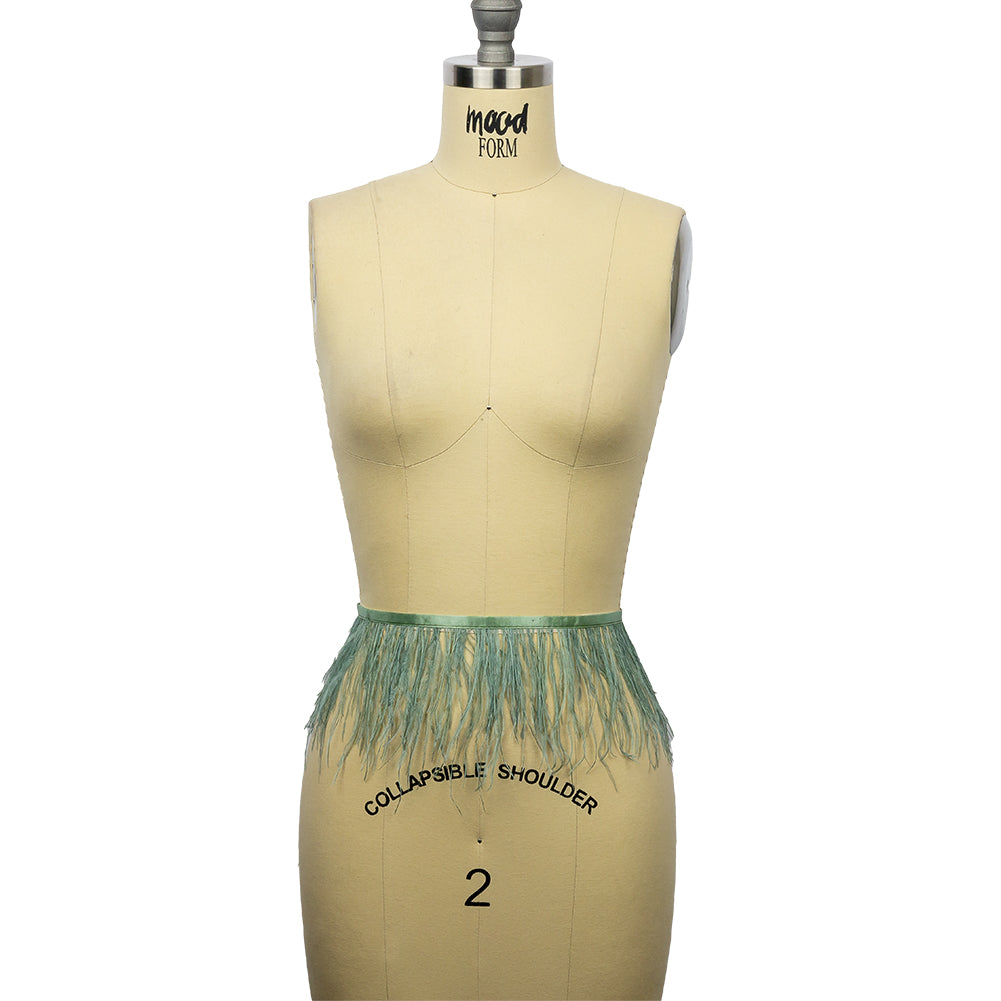 Ostrich Feather Fringe Trim 5" Single Ply - Jade - Aviana Collection - Full Ostrich Feather Fringe Trim 5" Single Ply - Jade - Aviana Collection - Full