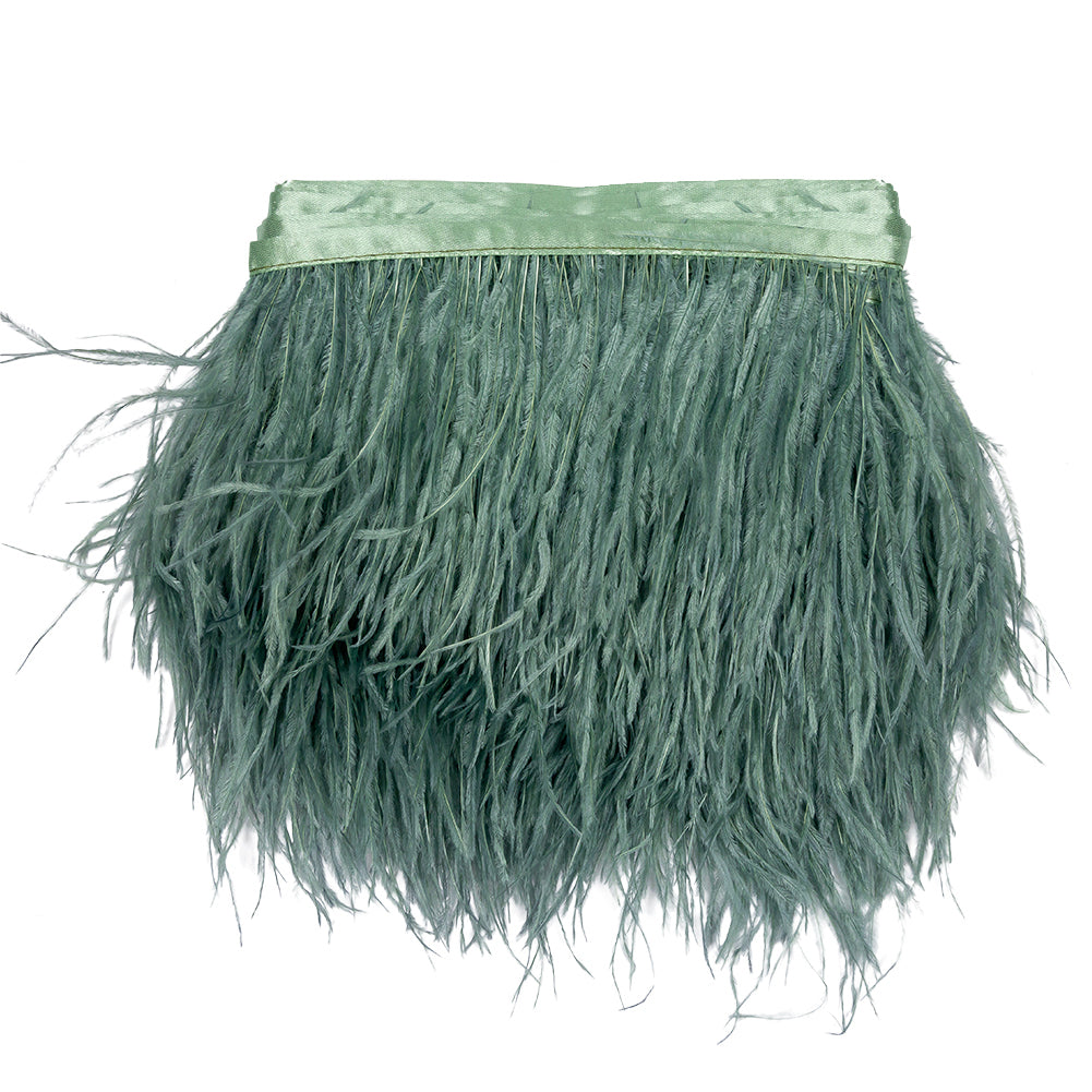 Ostrich Feather Fringe Trim 5" Single Ply - Jade - Aviana Collection Ostrich Feather Fringe Trim 5" Single Ply - Jade - Aviana Collection