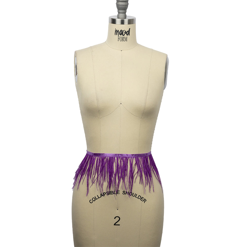 Ostrich Feather Fringe Trim 5" Single Ply - Sparkling Grape - Aviana Collection - Full Ostrich Feather Fringe Trim 5" Single Ply - Sparkling Grape - Aviana Collection - Full