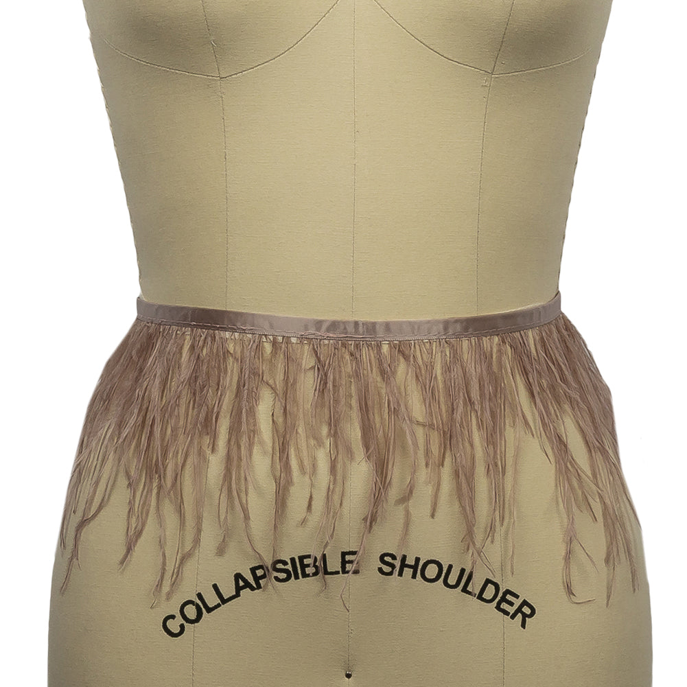 Ostrich Feather Fringe Trim 5" Single Ply - Taupe - Aviana Collection - Folded Ostrich Feather Fringe Trim 5" Single Ply - Taupe - Aviana Collection - Folded