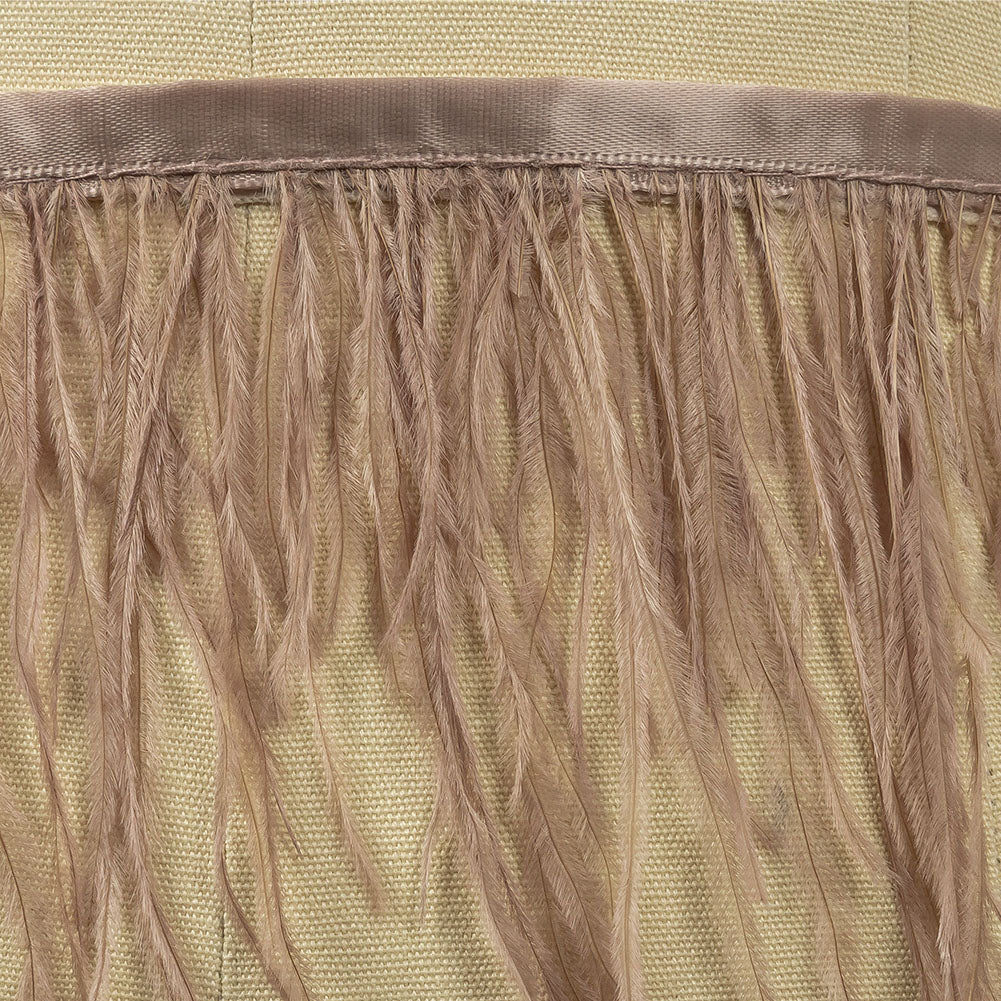 Ostrich Feather Fringe Trim 5" Single Ply - Taupe - Aviana Collection - Detail Ostrich Feather Fringe Trim 5" Single Ply - Taupe - Aviana Collection - Detail