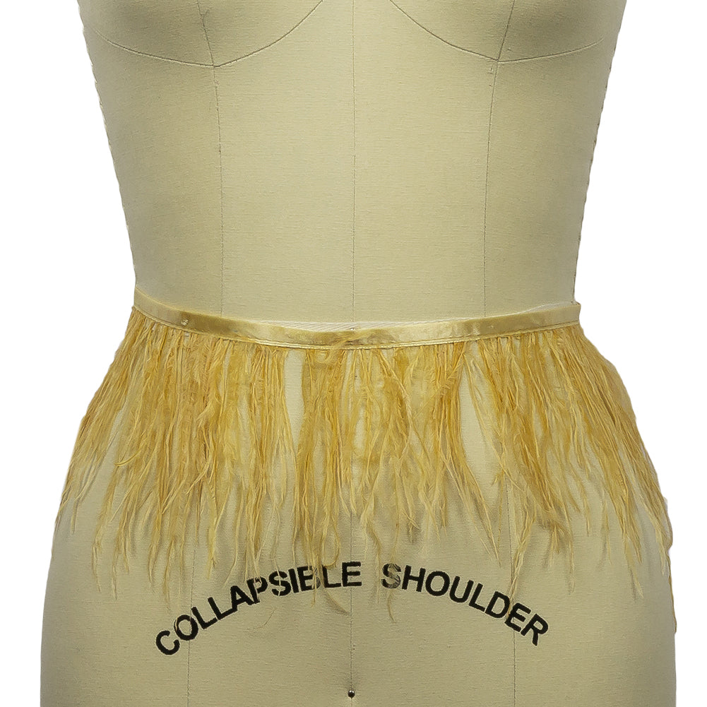 Ostrich Feather Fringe Trim 5" Single Ply - Mustard - Aviana Collection Ostrich Feather Fringe Trim 5" Single Ply - Mustard - Aviana Collection