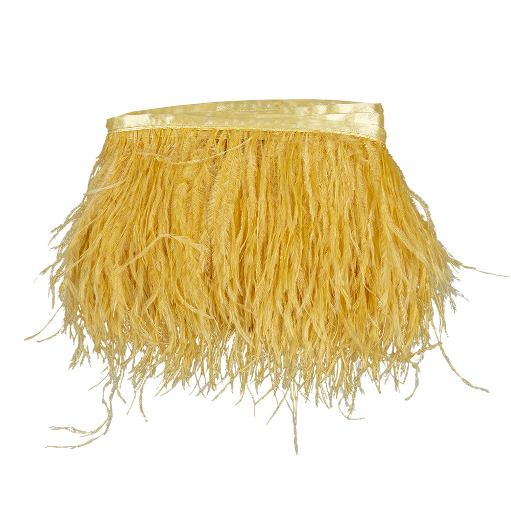 Ostrich Feather Fringe Trim 5" Single Ply - Mustard - Aviana Collection Ostrich Feather Fringe Trim 5" Single Ply - Mustard - Aviana Collection
