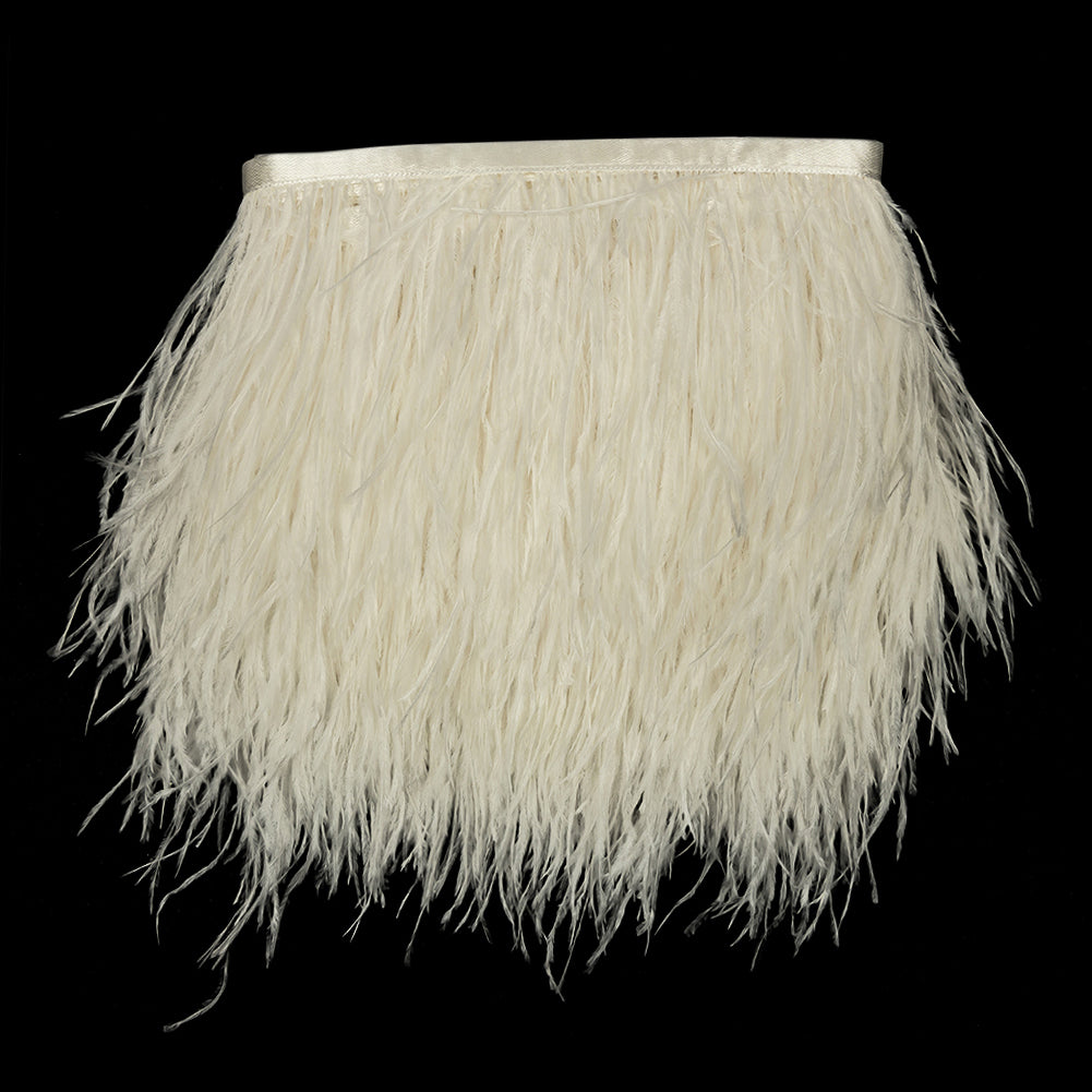 Ostrich Feather Fringe Trim 5" Single Ply - Snow White - Aviana Collection Ostrich Feather Fringe Trim 5" Single Ply - Snow White - Aviana Collection