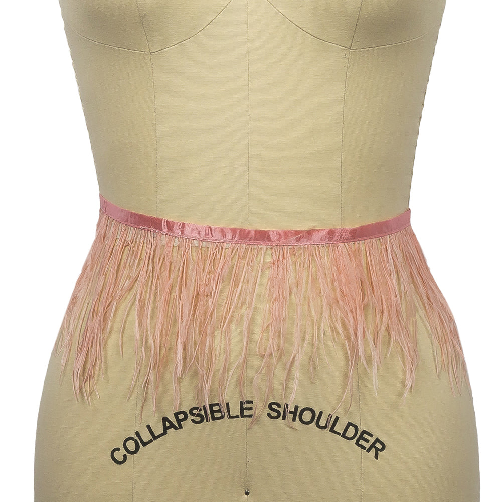 Ostrich Feather Fringe Trim 5" Single Ply - Light Coral - Aviana Collection Ostrich Feather Fringe Trim 5" Single Ply - Light Coral - Aviana Collection