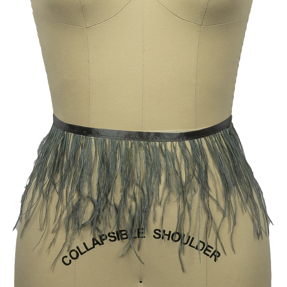 Ostrich Feather Fringe Trim 5" Single Ply - Dark Silver - Aviana Collection - Folded Ostrich Feather Fringe Trim 5" Single Ply - Dark Silver - Aviana Collection - Folded