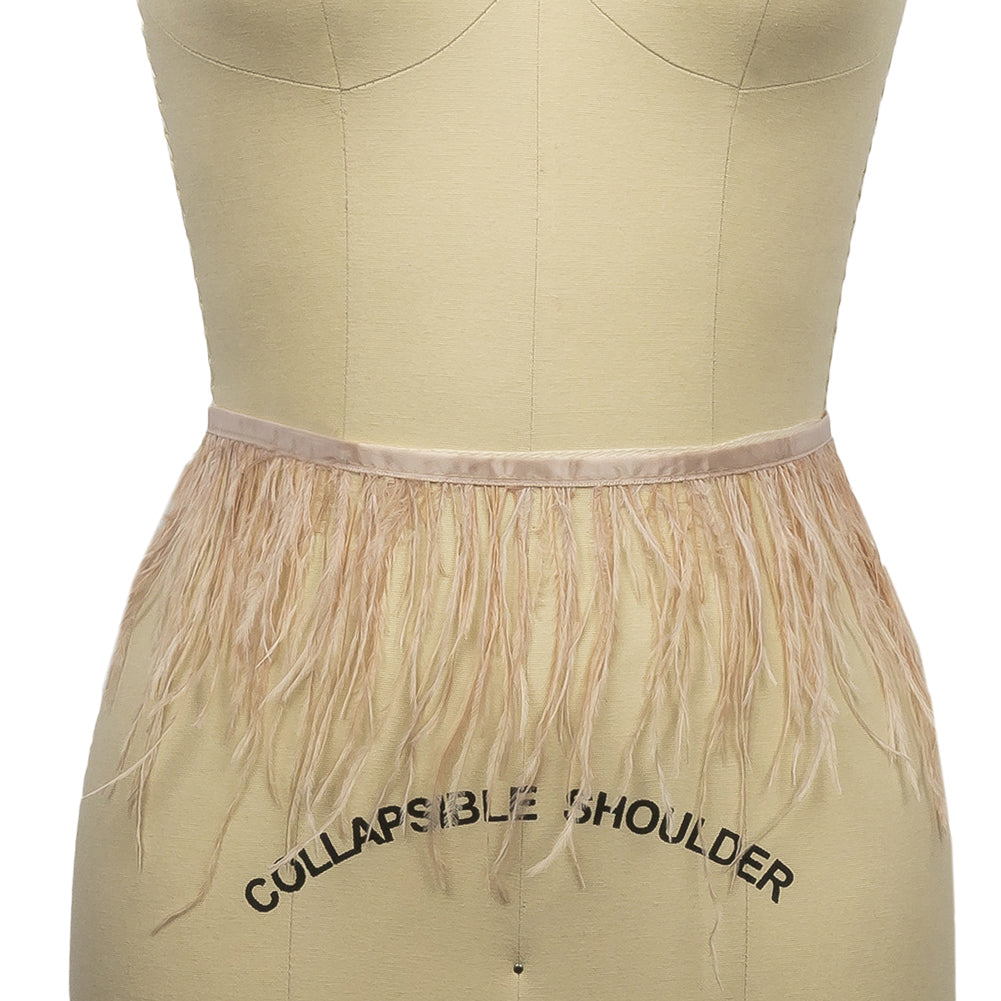 Ostrich Feather Fringe Trim 5" Single Ply - Dark Nude - Aviana Collection Ostrich Feather Fringe Trim 5" Single Ply - Dark Nude - Aviana Collection