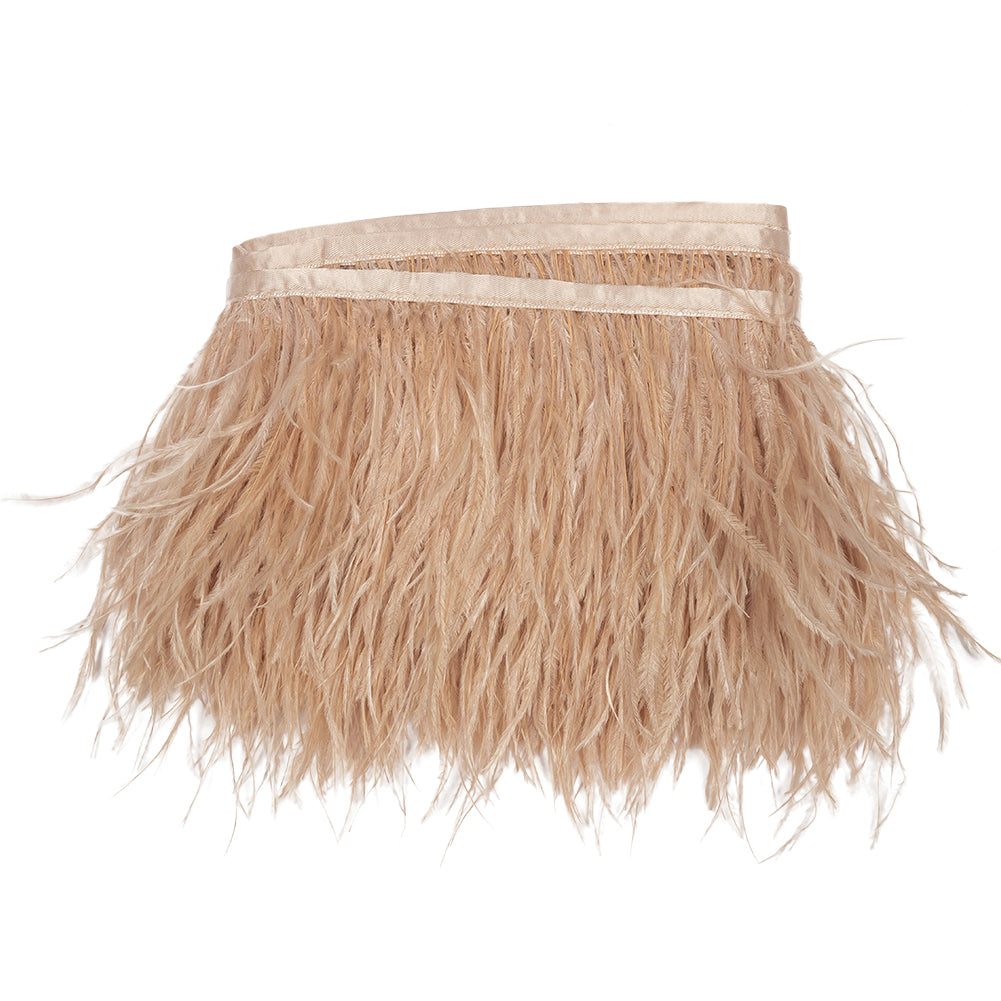 Ostrich Feather Fringe Trim 5" Single Ply - Dark Nude - Aviana Collection Ostrich Feather Fringe Trim 5" Single Ply - Dark Nude - Aviana Collection